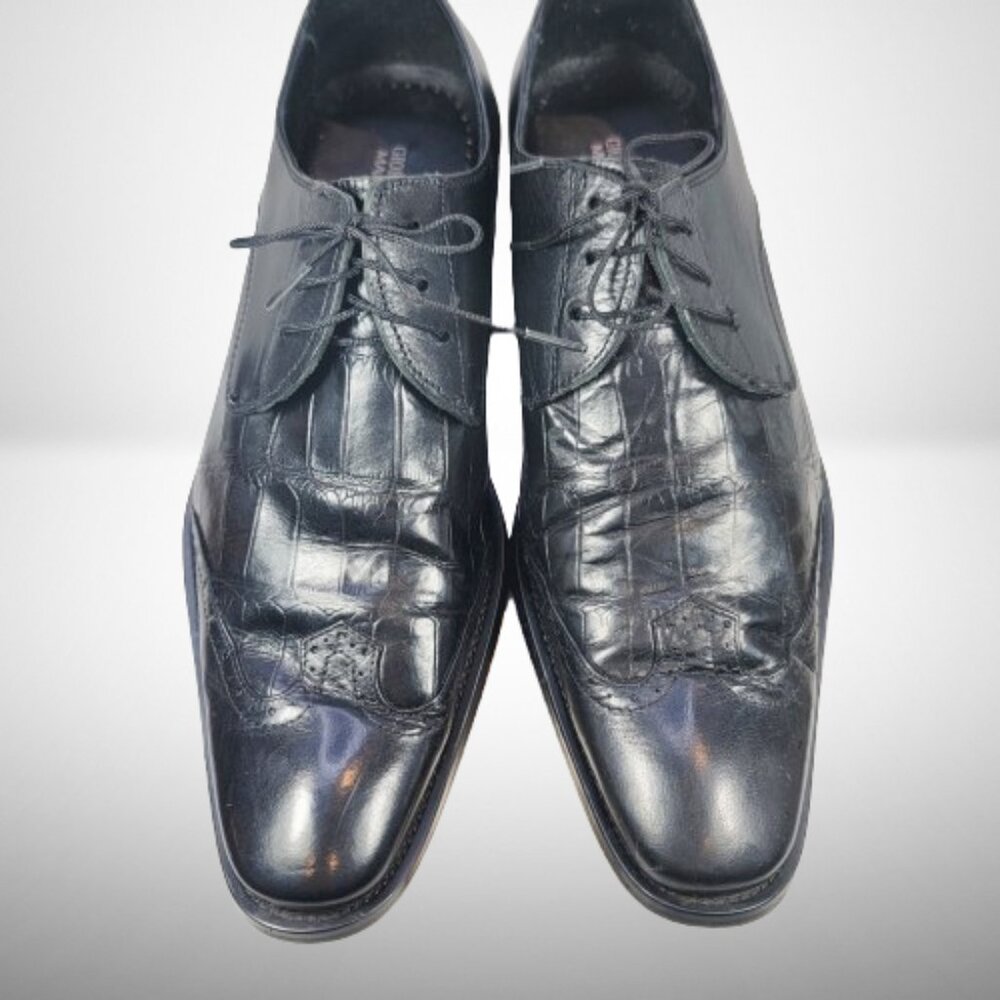 Georgio Armani Men's Derby Croco Leather Shoes - Size: 42 - Picture 2 of 14